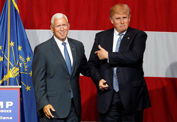 Trump and Pence switch faces